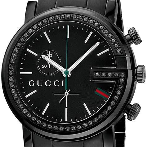 gucci diamond watch black leather|men's black diamond gucci watch.